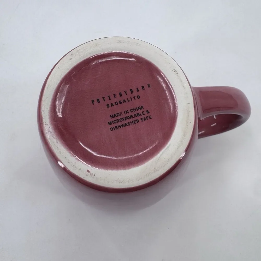 Pottery Barn Discontinued  Sausalito Coffee Mug Merlot Spice Red Fast Shipping